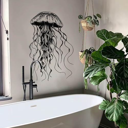 Large Jellyfish Wall Decal,Under The Sea Jellyfish Wall Sticker,Waterproof Peel and Stick Removable Ocean Mural for Baby Nursery Boy Girls Room Bedroom Bathroom Daycare Playroom Classroom Wall Decor