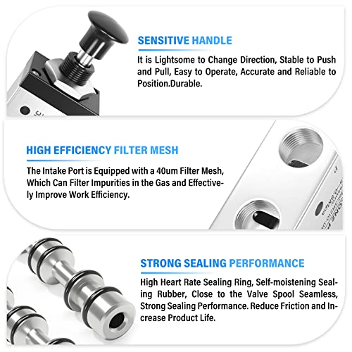 TAILONZ PNEUMATIC 1/4"NPT 3 Way 2 Position Air Hand Lever Operated Valve Pneumatic Solenoid Valve Manual Control Push-Pull 3R210-08 - size: 1/4"NPT, style: 3 Way 2 Position Manual