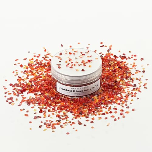 Agate Red Crushed Glass Craft Glitter,Irregular Broken Sprinkles,2-4mm Crystal Chunky Glass Chips,for DIY Fish Tank Fountain Flower Home Decoration,Or Vase Resin Colorful Filler.(100g) - color: Agate red