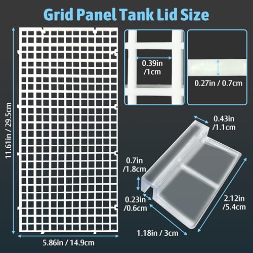 Plastic Aquarium Divider with Clips Grid Panel Aquarium Lid Hood Fish Tank Divider Filter Bottom Isolation Pane Separator for Mixed Breeding(8 PCS,White)