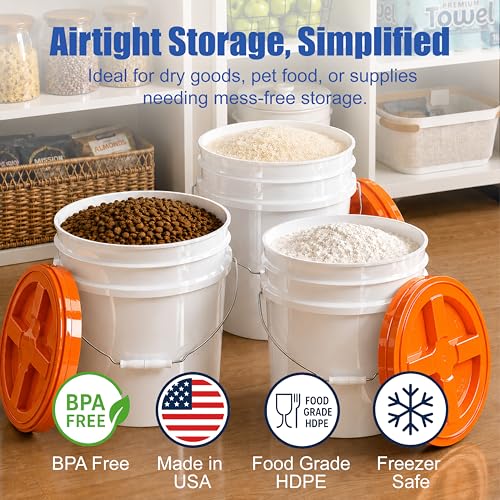 ePackageSupply 3.5 Gallon Bucket with Lid - Food Grade Bucket with Airtight Gamma Seal Screw-On Lid, 90 Mil Heavy Duty HDPE Plastic, BPA Free, for Bulk Food Storage, Made in USA - Orange, 1 Pack - color: Orange, size: 1 Pack