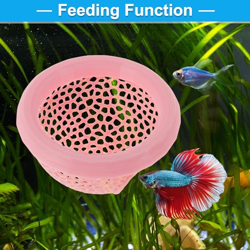 Betta Hideout Cave, Aquarium Floating Betta Hideout, Multi-Functional Betta Fish Hammock, Pink - color: Pink
