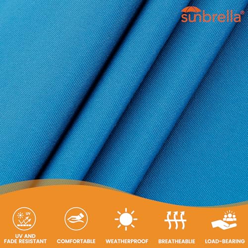 Lazy Daze Hammocks 12 FT Sunbrella Fabric Hammock non-fading with Spreader Bars and Free Pillow Fits for 2 Persons, All Weather and Fade Resistant for Patio Yard, 450 lbs Capacity, Canvas Pacific Blue - color: Canvas Pacific Blue