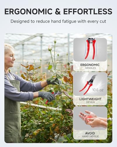 Fondwell 8.5" Bypass Pruning Shears for Gardening: Heavy Duty Garden Clippers Hand Pruners of High Cutting Efficiency - style: 8.5" Bypass