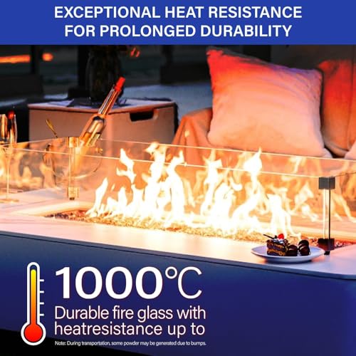 NUPICK 10 Pound Fire Glass for Fire Pit, 1/2 Inch Tempered Mixed Fire Glass in Bahama Blend for Propane Fire Pit & Gas Fireplace, Blue and White Fire Glass Rock - color: Mixed Blue&white, size: 10 Pound (1/2")