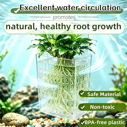 2 Pack Upgraded Aquarium Plant Holder, Adjustable Width and Height Hook Fish Tank Plant Holder with Suction Cup for Aquascape Decor (Transparent) - color: Transparent