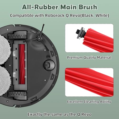 Accessories Kit Replacement for Roborock Q Revo/Qrevo 2R3W, QX Revo/QRT78 Robot Vacuum, 1 Main Brush, 4 Mop Pads, 4 HEPA Filters, 4 Black Side Brushes, 4 Dust Bags, 1 Cleaning Tool - color: Qrevo 2R3W Accessories