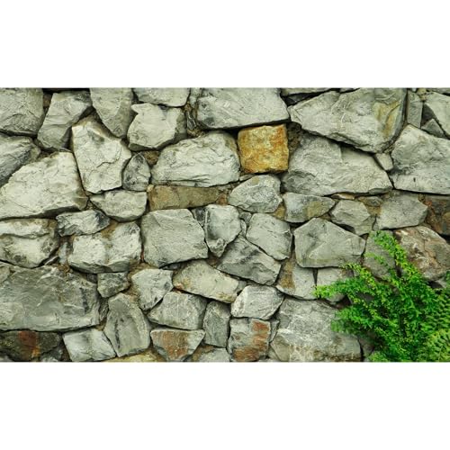 Stone Aquarium Background Natural Rock Fish Tank Background Rocky Glass Terrarium Background Stone Rock Reptile Habitat Background Poster Stone Wall with Green Grass Aquarium Backdrop 24x16in - color: Grey_Green, size: 24(W)x16(H)inches/ 60(W)*40cm(H)