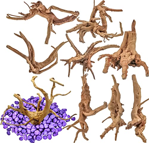 Vmiapxo 8 Pieces Natural Driftwood for Aquarium Decor, Assorted Sinkable Spider Wood, Reptile Drift Wood Branches Fish Tank Decorations (3.15''-4'') - size: 3.15"- 4"
