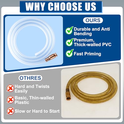 wadoy Shaker Siphon Hose 1/2" 10ft,Gas Siphon Pump for Gasoline/Fuel/Water Transfer,Safety Self Priming Hose (2 Pack) - size: 2 Pack 10FT