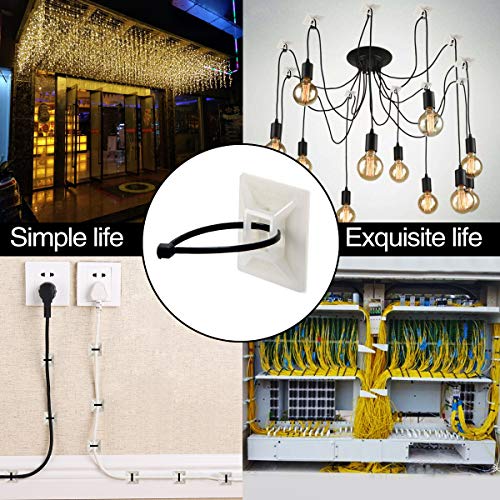 XHF 100 PCS 3/4" Black Self Adhesive Cable Zip Tie Mounts Wire Cable Clips Holders Management Anchors Organizer Holders Squares(HS-101S) - color: Black, size: 3/4"-100pcs