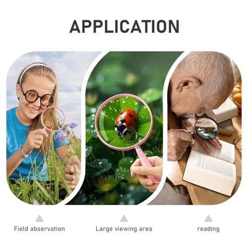 Feosky Handheld Reading Magnifier, Magnifier, 90mm Shatterproof Lens, Non-Slip Handle for Adults Close Work, Seniors Reading and Nature Exploration, Hobby Observation(Silver) - color: Silver, size: 90mm