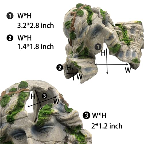 relaqcc Reptile Cave Hideout Tank Accessories Decorations, Aquarium Hideaway Cave Fish Tank Decorations for Amphibians, Betta Fish, Shrimp, Lizards, Leopard Gecko