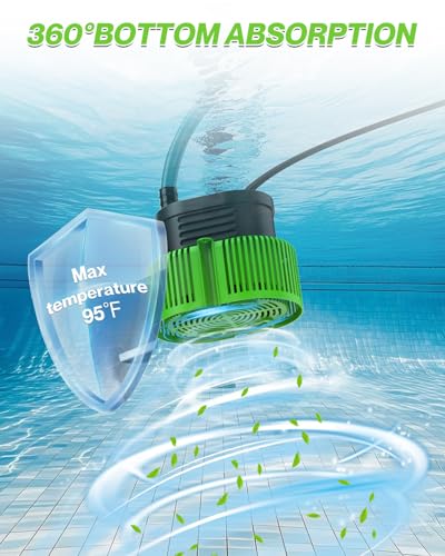 Pool Cover Pump above Ground - Submersible Water Sump Pump Swimming Water Removal Pumps, with Drainage Hose & 25 Feet Extra Long Power Cord, 850 GPH inGround, 3 Adapters - color: Green