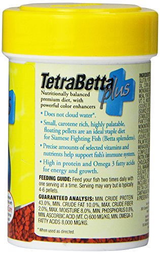 TetraBetta PLUS Floating Mini Pellets, Fish Food With Natural Color Enhancer, 1.2 ounces - size: 1.2 Ounce (Pack of 1), style: Mini Pellets