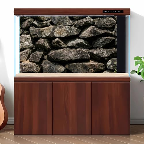 Stone Aquarium Background Natural Dark Rock Fish Tank Background Rocky Glass Terrarium Background Rock Wall Aquarium Background Rock Stone Reptile Habitat Background Stone Tank Backdrop 24x16in - color: Dark Brown, size: 24(W)x16(H)inches/ 60(W)*40cm(H)
