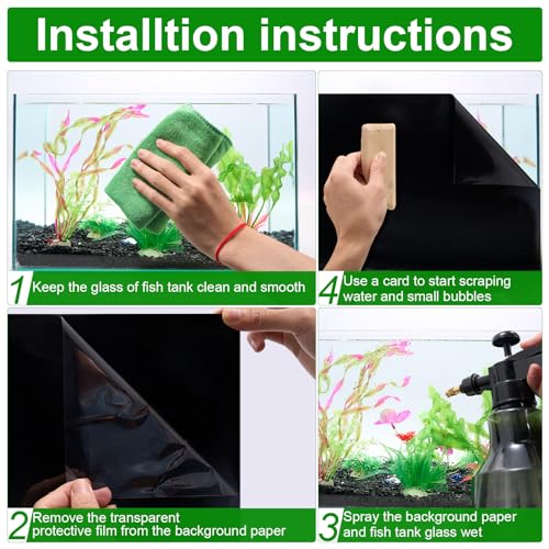 COCODE Black Aquarium Background Static Cling, 78.7"x23.6" Self Adhensive Fish Tank Background, Vinyl Aquarium Backdrop Sticker, Fish Tank Poster Aquarium Wallpaper Decorations - size: 78.7"x23.6"