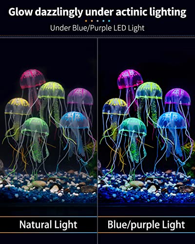 Uniclife 6 Pcs Glowing Jellyfish Ornament Decoration for Aquarium Fish Tank - color: Jellyfish
