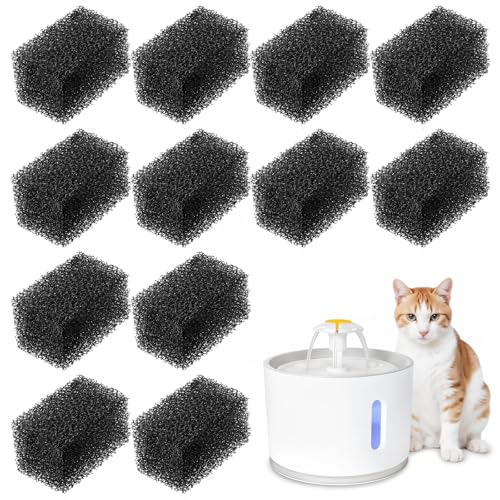 12 Piece Cat Fountain Sponge Replacement Cat Water Fountain Filters Pre-Filter Sponges Foam Sponges Cat Fountain Sponge Filter for 92oz/2.8L Cat Pet Fountain