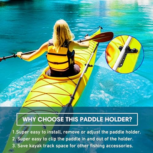 Kayak Paddle Holder, Kayak Fishing Net Holder, Kayak Accessories、Kayak Fishing Poles Holder, Kayak Track Mount Accessories for Fishing Kayak, CanoePaddle Board(2PCS) - size: Long Arm with Rope