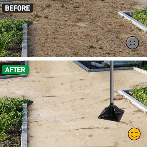Walensee 10" x 10" Steel Tamper Tool with 48" Handle, Heavy Duty Ground Tamper with Rubber Grip for Leveling Paver Base, Soil, Gravel, Sand, Asphalt, Driveways, Yards and Blacktop Repair - size: 10"×10"
