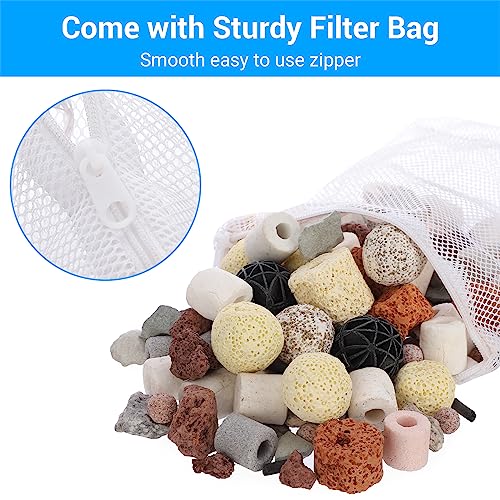 Segarty Filter Media,12 in 1 Bio Media for Aquarium Sump Filter Ceramic Rings Activated Carbon Bio Balls Freshwater Marine Biological Filter Media for Koi Fish Tank Pond Canister (2.2lb with Mesh Bag) - color: 12 in 1, size: 2.2 lb