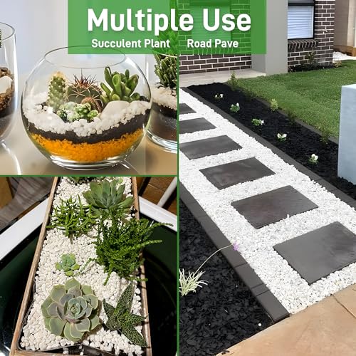 Mulctun 45LB Natural White Rocks, 1/4"-3/4" Garden River Rock,Decorative Pebbles Aquarium Gravel for Indoor Plants Garden Landscaping Terrarium Fish Tank and Outdoor Decoration - size: 45 LB