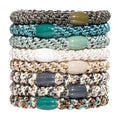L. Erickson Green and Beige Hair Ties for Thick Hair, Grab & Go Ponytail Holders, 8 Pack, Moss, Thick No-Crease Bands with Strong Hold, Damage-Free Design, Earthy Natural Tones - color: Moss