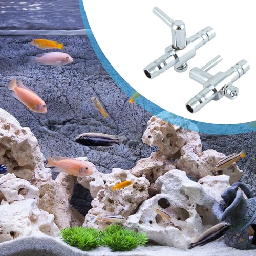 Air Pump Control Valve, Stainless Steel Single Way Air Valve Distributor for Aquarium Pump, 1.2X 0.83x 0.31inch (Silver Tone 2pcs)