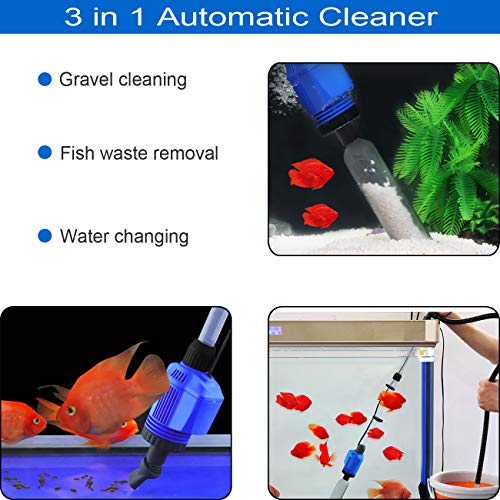 Auto Electric Aquarium Gravel Cleaner, 3 in 1 Automatic Sludge Extractor for Fish Plant Tanks
