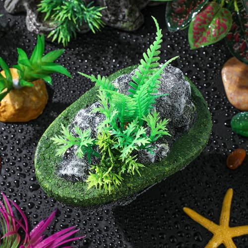 TOYANDONA Floating Aquarium Decoration Realistic Rock Hideaway Fish Tank Ornament Landscape Shelter for Betta Guppies Shrimp 6.29X4.72X3.14 Inch