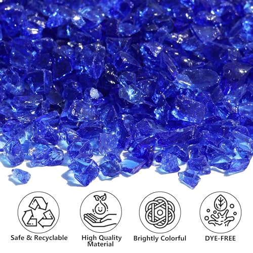 QYGL Crushed Glass for Resin Art, DIY Crafts, and Home Decor - 0.9LB Cobalt Blue Broken Glass Pieces 3-6mm, for Vase Fillers, Tabletop Fire Pit, and Aquarium Rocks - color: Cobalt Blue