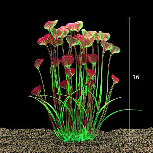 ALEGI Aquarium Plastic Plants Large,Artificial Plants Decoration Ornament Fish Tank-16 inch 2Pcs