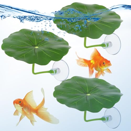 3 Pcs Betta Fish Leaf Hammock, Betta Fish Practical Resting Spot Bettas Suction Cup Tank Decor Green Hammock Plant Leaf Pad Fishes Breeding Resting Bed for Fishes Aquarium Decoration Ornaments