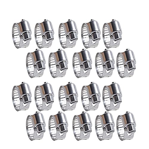 Quickun 20Pcs 1" Stainless Steel Hose Clamp Worm Gear Clamps Adjustable 0.75"-1.14"(19-29mm) Range, Fuel Line Clamp for Water Pipe, Hose Clips, Automative and Mechanical Application - size: 0.75"-1.14"