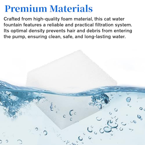 12 Pack Cat Fountain Filters Sponge Replacement Pet Fountain Pre-Filter Square Foam Sponges for 84oz/2.5L Cat Water Fountains, White