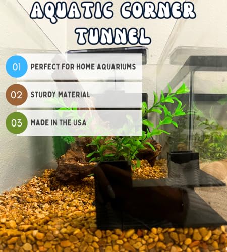Chatelet Aquarium Underground Tunnel | Fish & Shrimp Hideout for Aquariums | Unique Underground Viewing Tunnel | Made in USA (Corner Tunnel, Black) - color: Corner Tunnel, Black