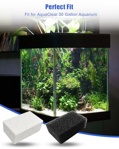OCHIKI 4 Sets Aquarium Tank Filter Maintenance Kit Fit for AquaClear 30 150, Three-Stage Filtration Tank Carbon Filter & Foam Filter & Ceramic Rings & Bags for 30 to 150 Gallon Aquariums - size: for 30-150 Gallon
