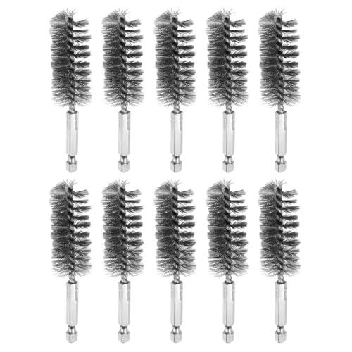 HARFINGTON 10Pcs Stainless Steel Bore Brush 22mm Dia 4" Long Cleaning Twisted Wire Brush with Handle 1/4" Hex Shank for Tubes, Ports, Bearings - size: 22mm