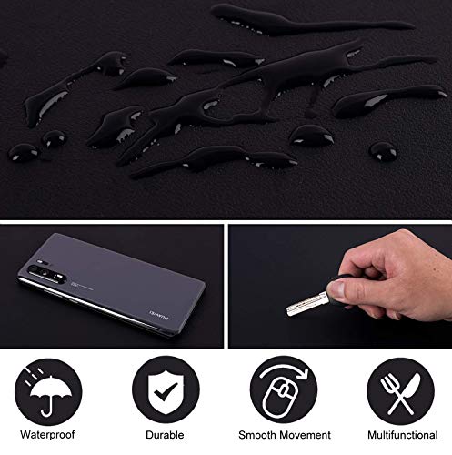 SUJAYU Dual Sided PU Leather Desk Pad, Mouse Pad, Office Desk Mat, Non-Slip Laptop Desk Pad, Waterproof Desk Writing Pad for Office and Home (31.5" x 15.7", Black) - color: Black, size: 15.7" x 31.5"
