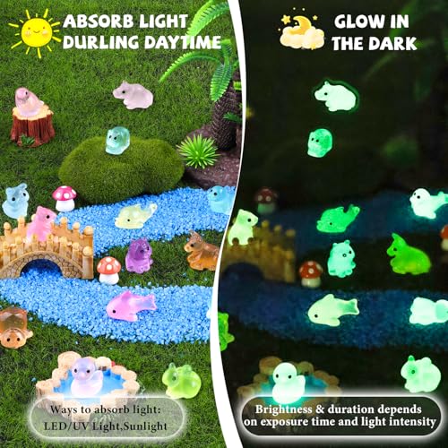 150PCS Random Mini Resin Animals Tiny Figurines Glow in Dark, Miniature Figures to Hide, Little Animal Small Accessories for Topper Garden Dollhouse Landscape Aquarium Ornaments Crafts & Decor - color: Glow in Dark Random Animal-150pcs