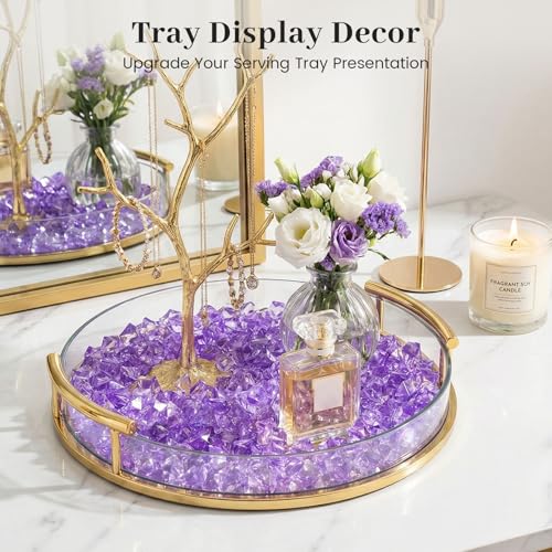 DomeStar Purple Fake Ice Rocks, 150PCS Acrylic Gems Crystals Plastic Diamonds Centerpiece for Vase Fillers Wedding Party Table Scatter - color: Purple