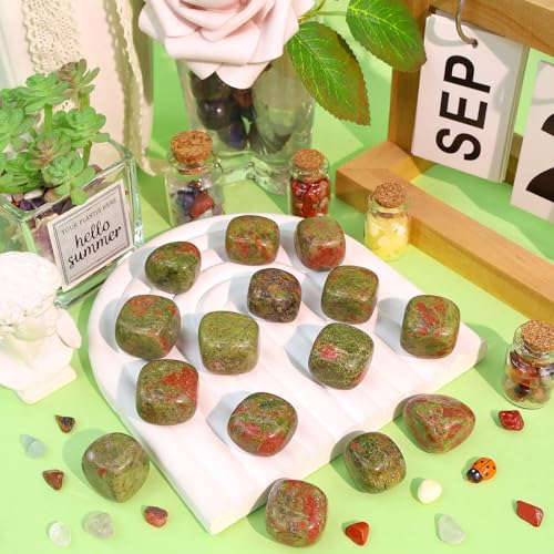 DUQGUHO Unakite Healing Crystals Stones Set Natural Crystals Bulk Irregular Tumbled Polished Crystal Stones 0.45 lbs - color: Unakite