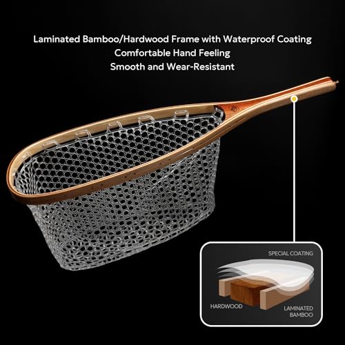 SF Fly Fishing Landing Net Soft Rubber Mesh Trout Net Catch and Release Net - style: Square Head Combo a