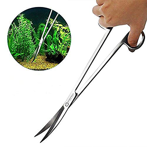 FEITA Aquarium Tweezer Set - Long Stainless Steel Curved & Straight Feeding Tweezers Scissors Maintenance Tools Kit (3 Pcs) - color: Sliver 3pcs