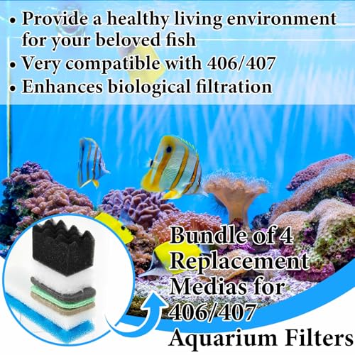 Threlaco 74 Pcs Canister Filter Media Kit Compatible with Fluval 406/407 Filter, Including Foam Pads, Water Polishing Pad, Activated Carbon, Nitrite/Phosphate/Ammonia Remover, Mesh Bag, 2 Ceramic Ring - style: 406/407