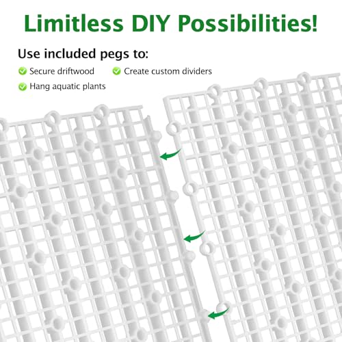 8pcs Aquarium Fish Tank Divider Filter Bottom with Bracket, Plastic Egg Crate Grid (11.6X5.7inch) for Fish Tank Separation, Bottom Filtration & DIY Aquascaping (White, 48 Brackets) - color: white, size: 8pcs