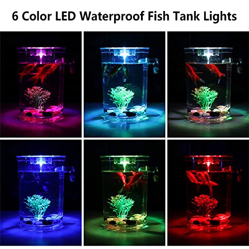 Betta Fish Tank, 360 Aquarium with LED Light, 1 Gallon Fish Bowl, Small Fish Tank Starters Kit, Beta Fish Tank Aautomatic Cleaning as Desktop Decoration for Office Home Room Decor
