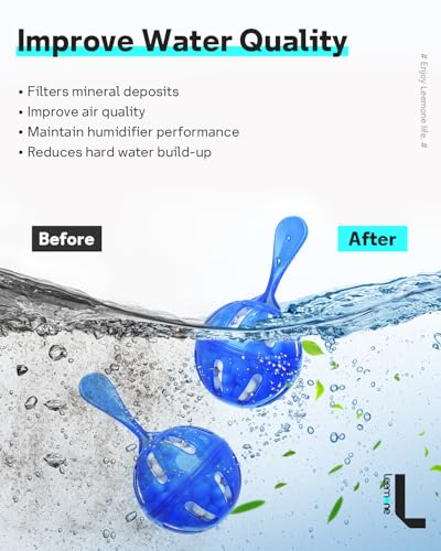 Leemone Humidifier Cleaner 20 Pack, Demineralization Cleaning Ball, Works in All humidifiers and Fish Tanks, Purifies Water, Prevents Hard Water Build-Up, Reduces Scale - color: Balls-20p Blue