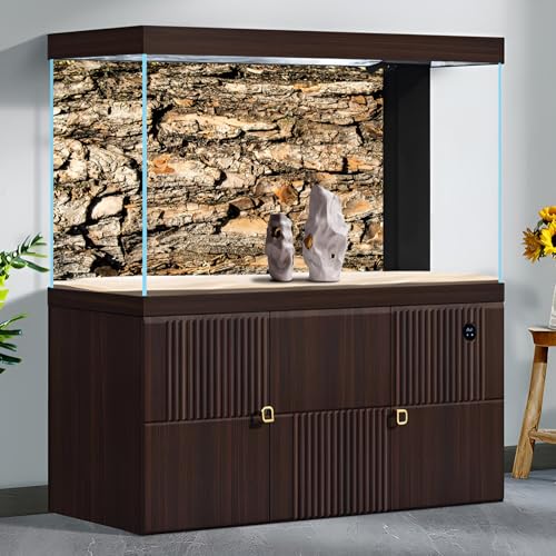 Tree Bark Texture Aquarium Background Rugged Tree Trunk Reptile Tank Background Aged Rough Natural Wooden Bark Habitat Terrarium Background Wooden Textured Aquarium Fish Tank Background Decor 24x12in - color: Brown_Grey, size: 24(W)x12(H)inches/ 60(W)*30c